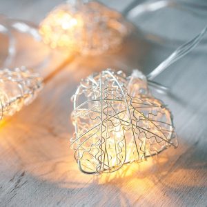 Battery Operated Lights | 10 Warm White LED Metal Mesh Heart Battery Fairy Lights Battery Operated Lights Battery Operated Lights