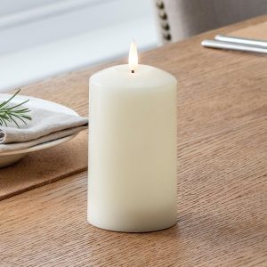 Battery Operated Lights | 12cm TruGlow® Ivory LED Pillar Candle with Remote Control Battery Operated Lights Battery Operated Lights