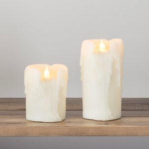 Battery Operated Lights | 2 Battery Dripping Wax Church LED Pillar Candles Battery Operated Lights Battery Operated Lights