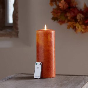 Battery Operated Lights | 25cm TruGlow® Mottled Orange LED Chapel Candle with Remote Control Battery Operated Lights Battery Operated Lights