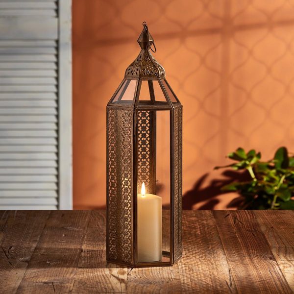 Battery Operated Lights | Asilah Large Artisan Moroccan Lantern withTruGlow® Candle Battery Operated Lights Battery Operated Lights