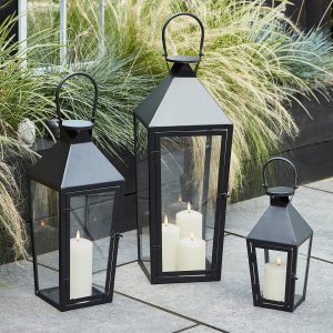 Battery Operated Lights | Cairns Black Garden Lantern Trio with TruGlow® Candles Battery Operated Lights Battery Operated Lights