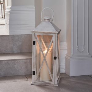 Battery Operated Lights | Folkestone Large Wooden Lantern with TruGlow® Candle Battery Operated Lights Battery Operated Lights