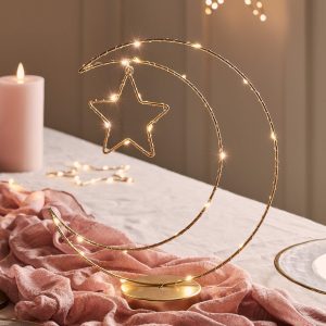 Battery Operated Lights | Gold Moon and Star Micro Light Table Decoration Battery Operated Lights Battery Operated Lights