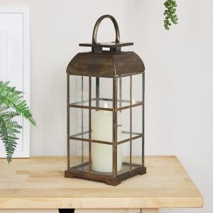 Battery Operated Lights | Large Brass Indoor TruGlow® Candle Lantern Battery Operated Lights Battery Operated Lights