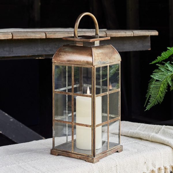 Battery Operated Lights | Large Brass Indoor TruGlow® Candle Lantern Battery Operated Lights Battery Operated Lights