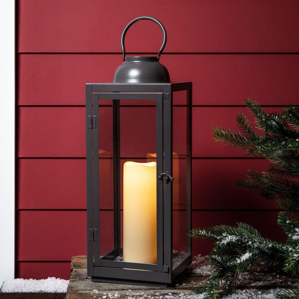 Battery Operated Lights | Large Slate Grey Garden Lantern Battery Operated Lights Battery Operated Lights