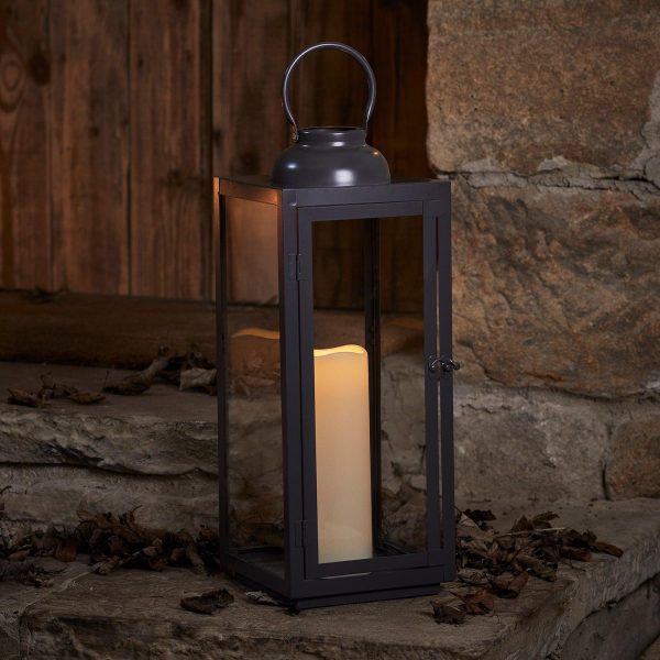 Battery Operated Lights | Large Slate Grey Garden Lantern Battery Operated Lights Battery Operated Lights