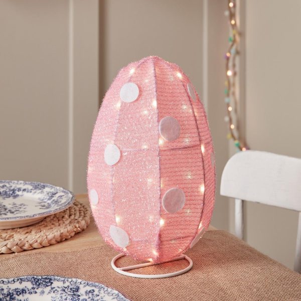 Battery Operated Lights | Pink & White Easter Egg Outdoor LED Figure Battery Operated Lights Battery Operated Lights