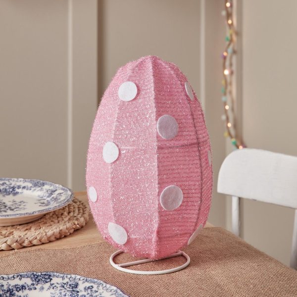 Battery Operated Lights | Pink & White Easter Egg Outdoor LED Figure Battery Operated Lights Battery Operated Lights