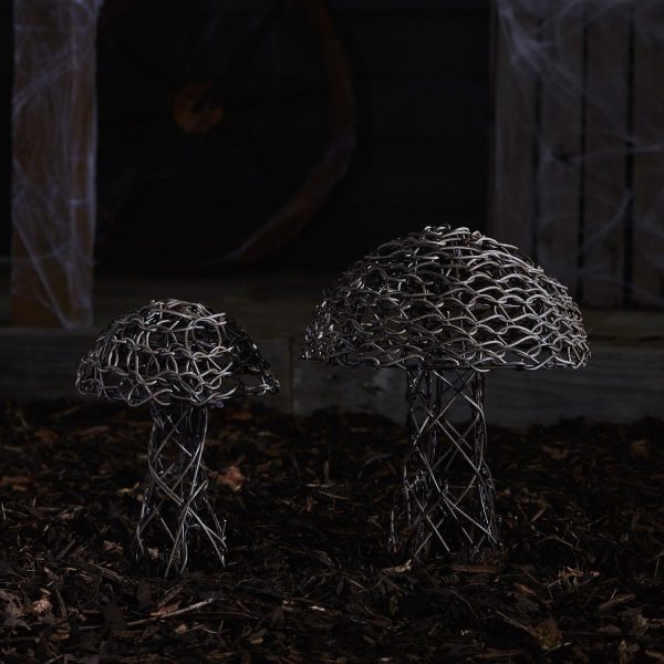 Battery Operated Lights | Rattan Mushroom Garden Light Duo Battery Operated Lights Battery Operated Lights