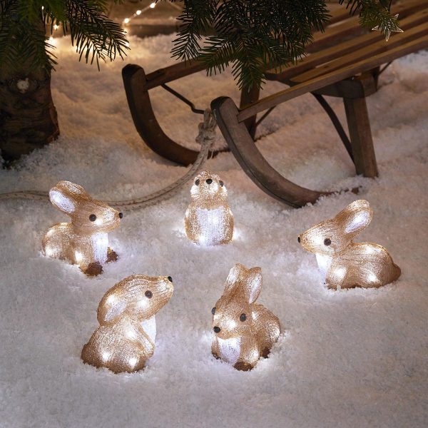 Battery Operated Lights | Set of 5 Bunny Outdoor Christmas Figures Battery Operated Lights Battery Operated Lights