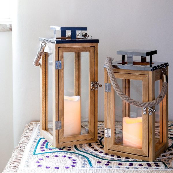 Battery Operated Lights | Small Salcombe Wooden Battery Lantern Battery Operated Lights Battery Operated Lights