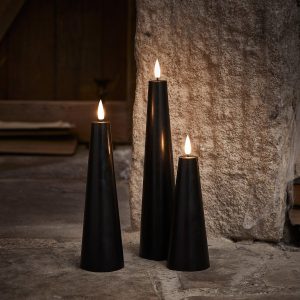 Battery Operated Lights | TruGlow® Black Cone LED Pillar Candle Trio Battery Operated Lights Battery Operated Lights