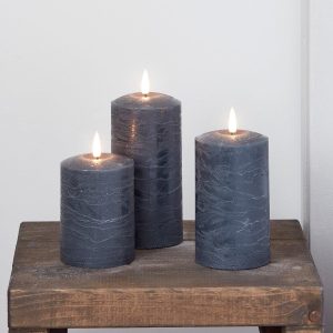 Battery Operated Lights | TruGlow® Dark Grey Distressed LED Pillar Candle Trio Battery Operated Lights Battery Operated Lights