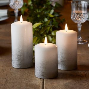 Battery Operated Lights | TruGlow® Grey Ombre LED Pillar Candle Trio Battery Operated Lights Battery Operated Lights