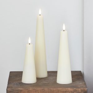 Battery Operated Lights | TruGlow® Ivory Cone LED Pillar Candle Trio Battery Operated Lights Battery Operated Lights