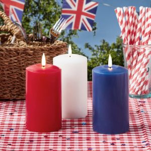 Battery Operated Lights | TruGlow® Red, White & Blue LED Pillar Candle Trio with Remote Control Battery Operated Lights Battery Operated Lights