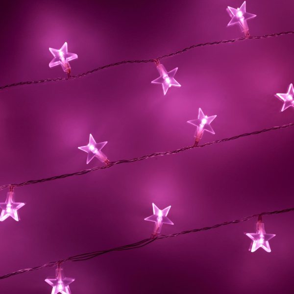 Children’s Lights | 30 Pink LED Star Fairy Lights On Clear Cable Children's Lights Children's Lights