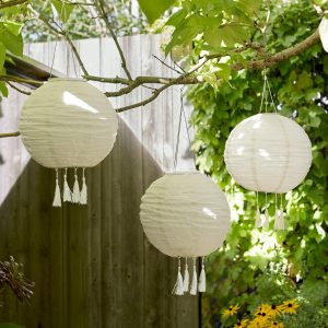 Garden Lights | 3 Lucena Cream Tassel Solar Lanterns Garden Lights Garden Lights