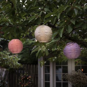 Garden Lights | 3 Round Pastel Tyvek Hanging Solar Lanterns Garden Lights Garden Lights