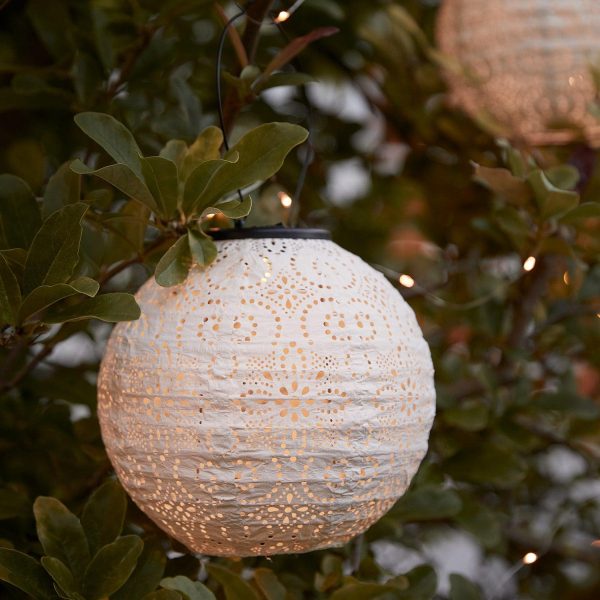 Garden Lights | 3 Round Pastel Tyvek Hanging Solar Lanterns Garden Lights Garden Lights