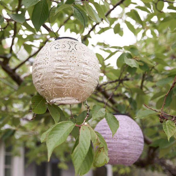 Garden Lights | 3 Round Pastel Tyvek Hanging Solar Lanterns Garden Lights Garden Lights