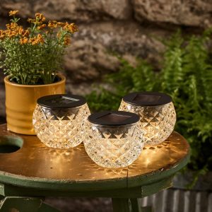 Garden Lights | 3 Warm White Solar Glass Table Lights Garden Lights Garden Lights