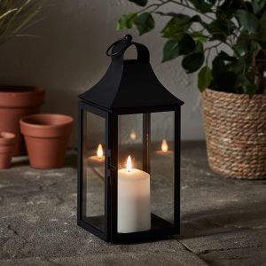 Garden Lights | 34cm Albury Black Garden Lantern with White TruGlow® Candle Garden Lights Garden Lights