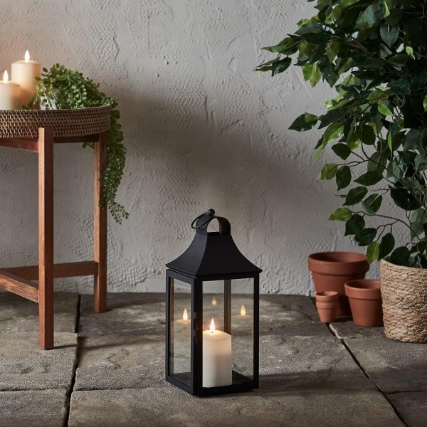 Garden Lights | 34cm Albury Black Garden Lantern with White TruGlow® Candle Garden Lights Garden Lights