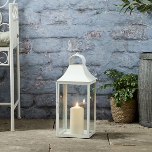 Garden Lights | 45cm Albury White Garden Lantern with TruGlow® Candle Garden Lights Garden Lights