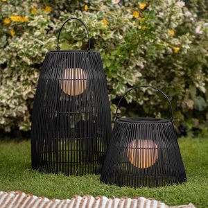 Garden Lights | Black Wicker Solar Lantern Bundle Garden Lights Garden Lights