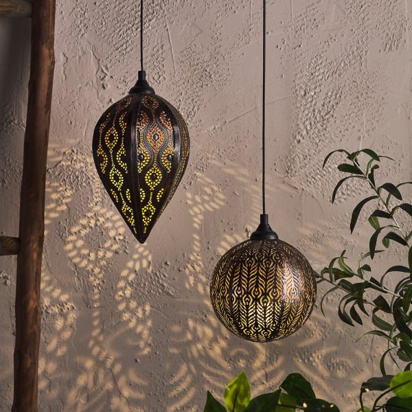 Garden Lights | Bronze Solar Outdoor Pendant Light Duo Garden Lights Garden Lights