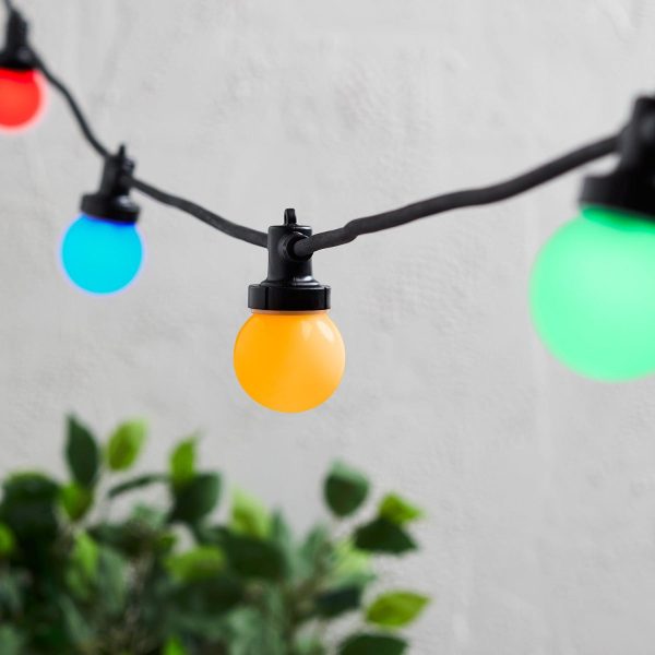 Garden Lights | Pro Connect 5m 10 Multi Coloured Connectable Festoon Lights Black Cable Festoon Lights Festoon Lights