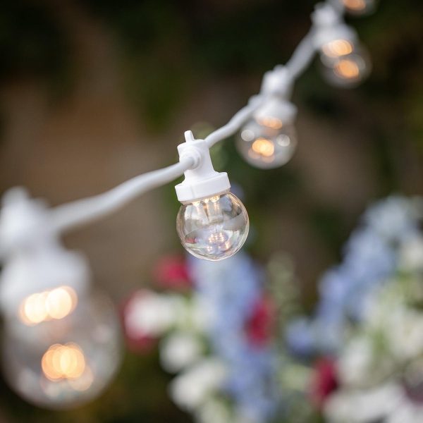 Garden Lights | Pro Connect 5m 10 Warm White Connectable Festoon Lights Clear Cap White Cable Festoon Lights Festoon Lights