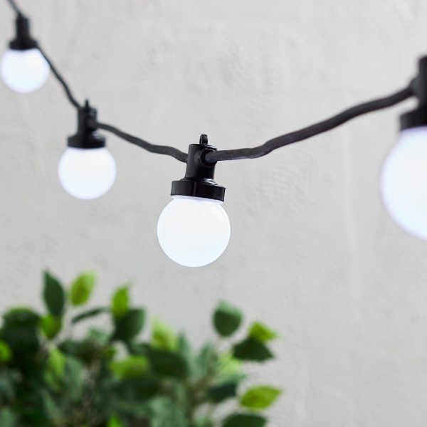 Garden Lights | Pro Connect 5m 10 White Connectable Festoon Lights Black Cable Festoon Lights Festoon Lights