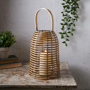 Garden Lights | Rattan Wooden Lantern withTruGlow® Candle Garden Lights Garden Lights