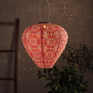 Garden Lights | Tyvek Pink Moroccan Hanging Solar Lantern Garden Lights Garden Lights