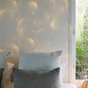 Indoor Curtain Lights | 40 Warm White LED Curtain Light Clear Cable 1m x 1m Indoor Indoor Curtain Lights