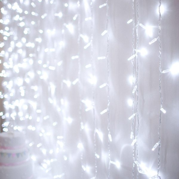 Indoor Curtain Lights | Core Connect 4m x 3m 576 White Connectable Curtain Lights Clear Cable Indoor Indoor Curtain Lights