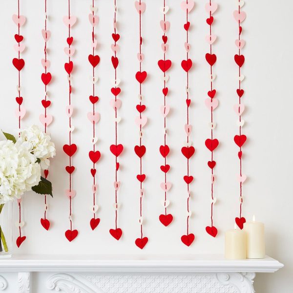 Indoor Curtain Lights | Felt Heart Curtain Decoration Indoor Indoor Curtain Lights