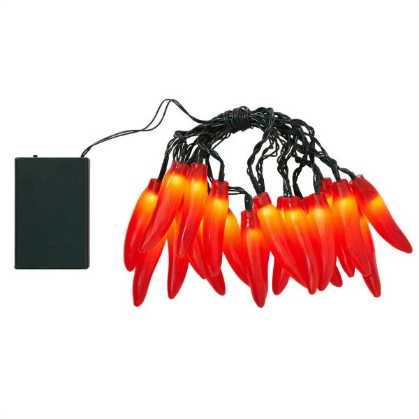 Indoor Fairy Lights | 20 Red Chilli Pepper Fairy Lights Battery Operated Lights Battery Operated Lights