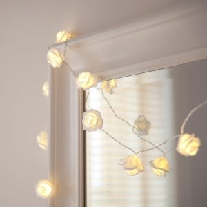 Indoor Fairy Lights | 30 Warm White LED Rose Fairy Lights On Clear Cable Indoor Indoor Fairy Lights