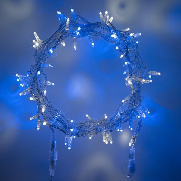 Indoor Fairy Lights | Core Connect 10m 100 Blue & White Connectable Fairy Lights Clear Cable Indoor Indoor Fairy Lights