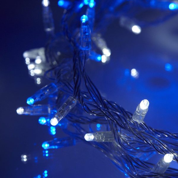 Indoor Fairy Lights | Core Connect 10m 100 Blue & White Connectable Fairy Lights Clear Cable Indoor Indoor Fairy Lights