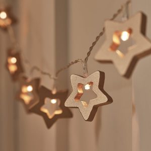 Indoor Fairy Lights | Wooden Gold Star Fairy Lights Children's Lights Children's Lights