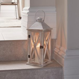 Indoor Lanterns | Folkestone Wooden Lantern with TruGlow® Candle Battery Operated Lights Battery Operated Lights