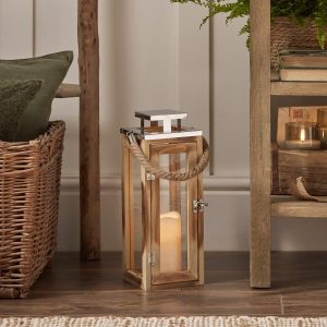 Indoor Lanterns | Large Salcombe Wooden Battery Lantern Battery Operated Lights Battery Operated Lights