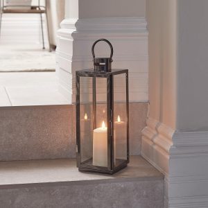 Indoor Lanterns | Medium Stainless Steel Candle Lantern with TruGlow® Candle Indoor Indoor Lanterns