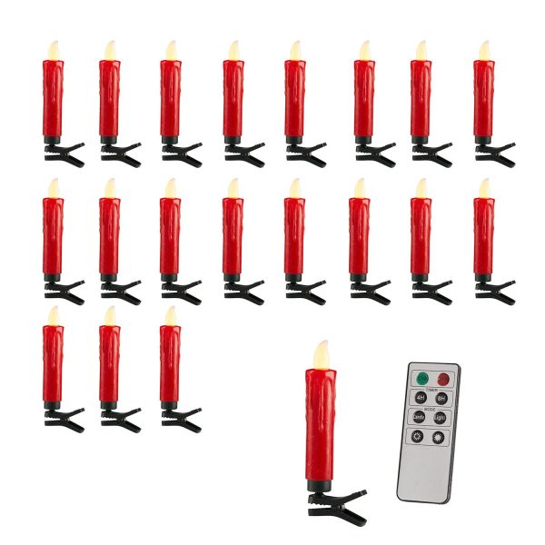 LED Candles | 20 Red Christmas Tree Candle Lights Indoor LED Candles